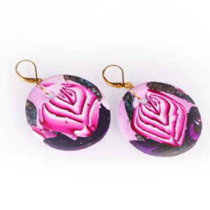 Pink Black Abstract Earrings