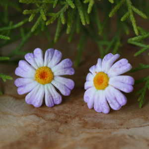 Purple Daisy Flower Ear Studs