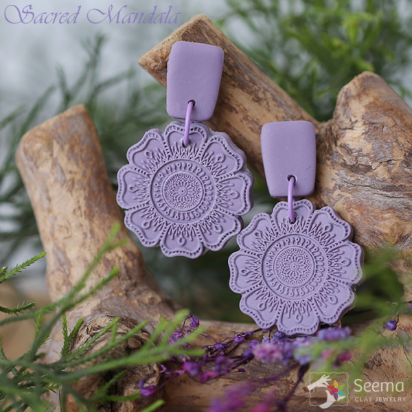 Lavender Mandala Earrings