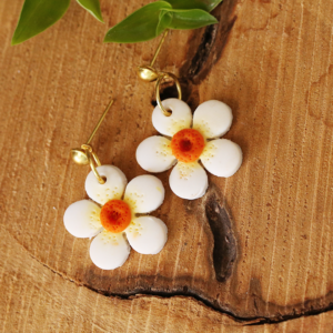 White Flower Small Earrings
