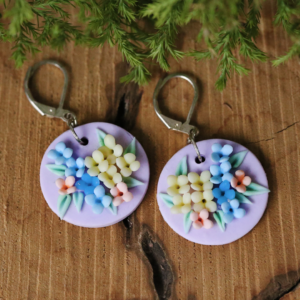 Lavender Pastel Flowers Earrings