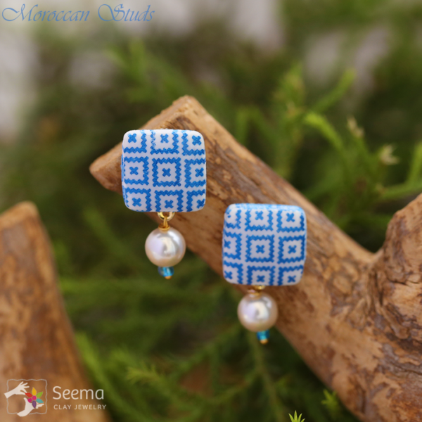 Moroccan Tiles Studs Earrings