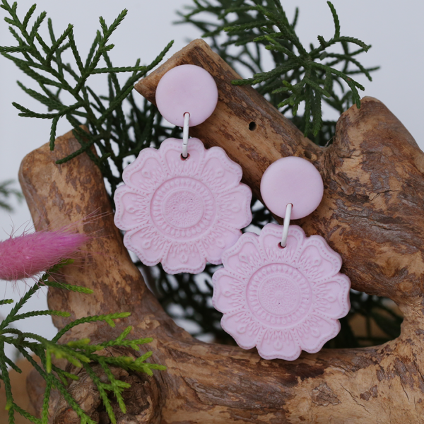 Pink Mandala Earrings