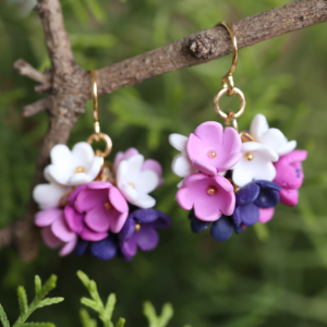 Lavender Small Flower Bunch Earrings