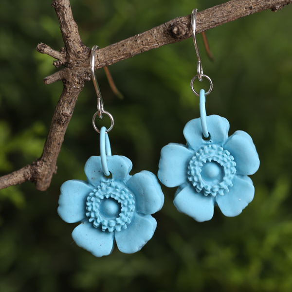 Light Blue Flower Earrings