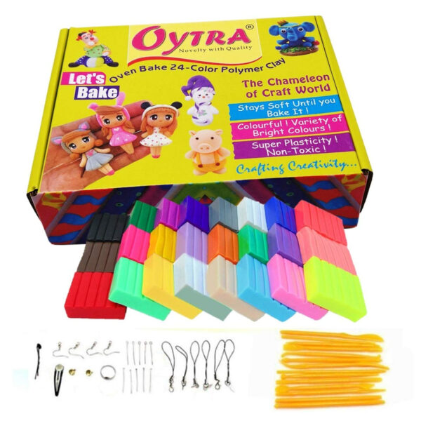 24 Color Polymer Oven Bake Clay Set with Jewelry Making Accessories Kit Tools
