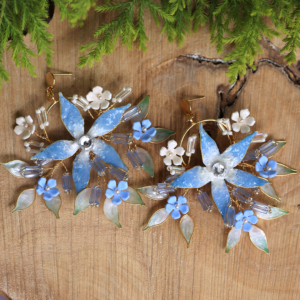 Vintage Flower Earrings Blue