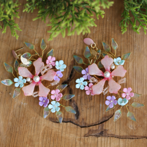 Vintage Clay Flower Earrings Pink Sherlyn
