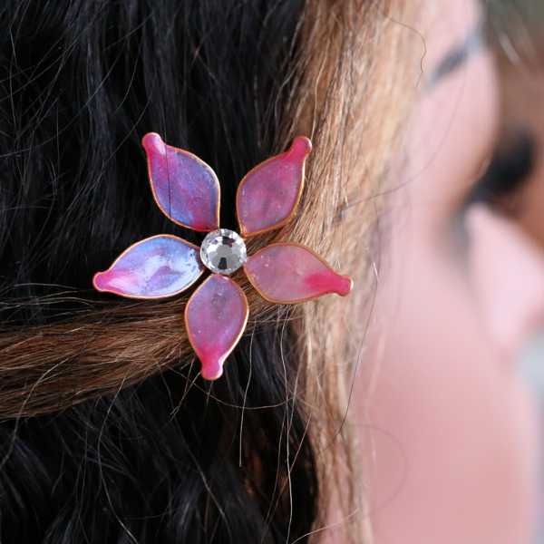 Fuchsia Pink Flower Hair Clip