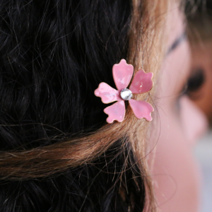 Pink Crystal Flower Hair Clip