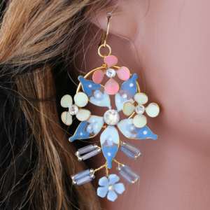 Neelpdym Blue Vintage Flower Earrings