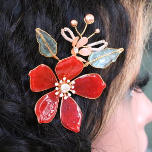 Durga Red Flower Hair Clip